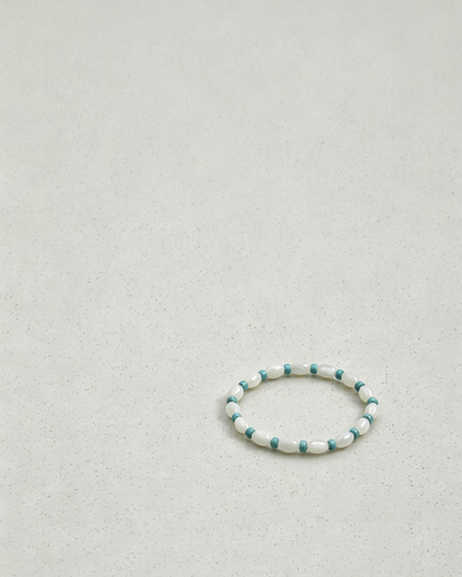 White Gleam — White Shell & Green Stone Bracelet