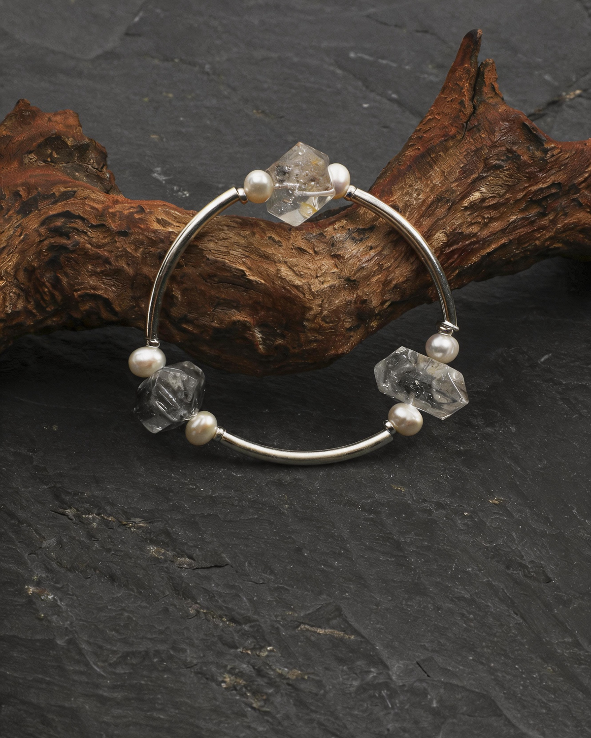 Silver Ice — Pointed Bead & Metal Bracelet
