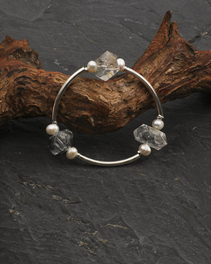 Silver Ice — Pointed Bead & Metal Bracelet