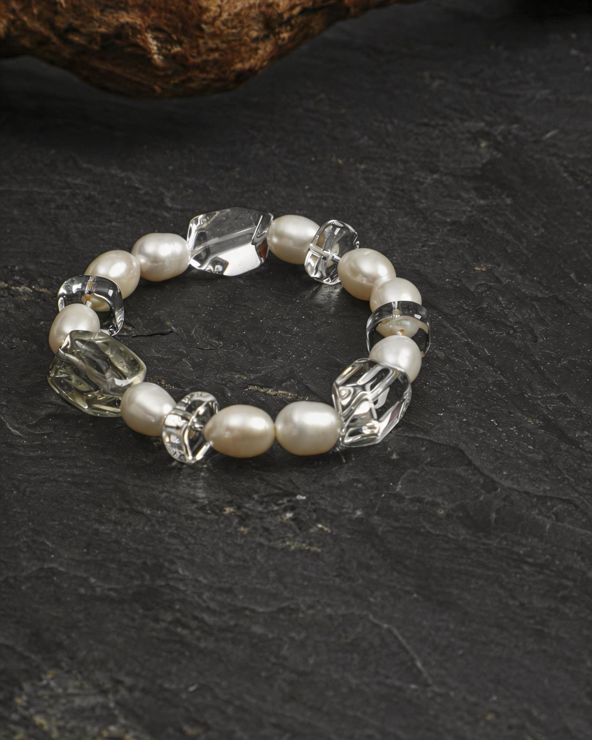 Verdant Mist — Green & White Bead Bracelet