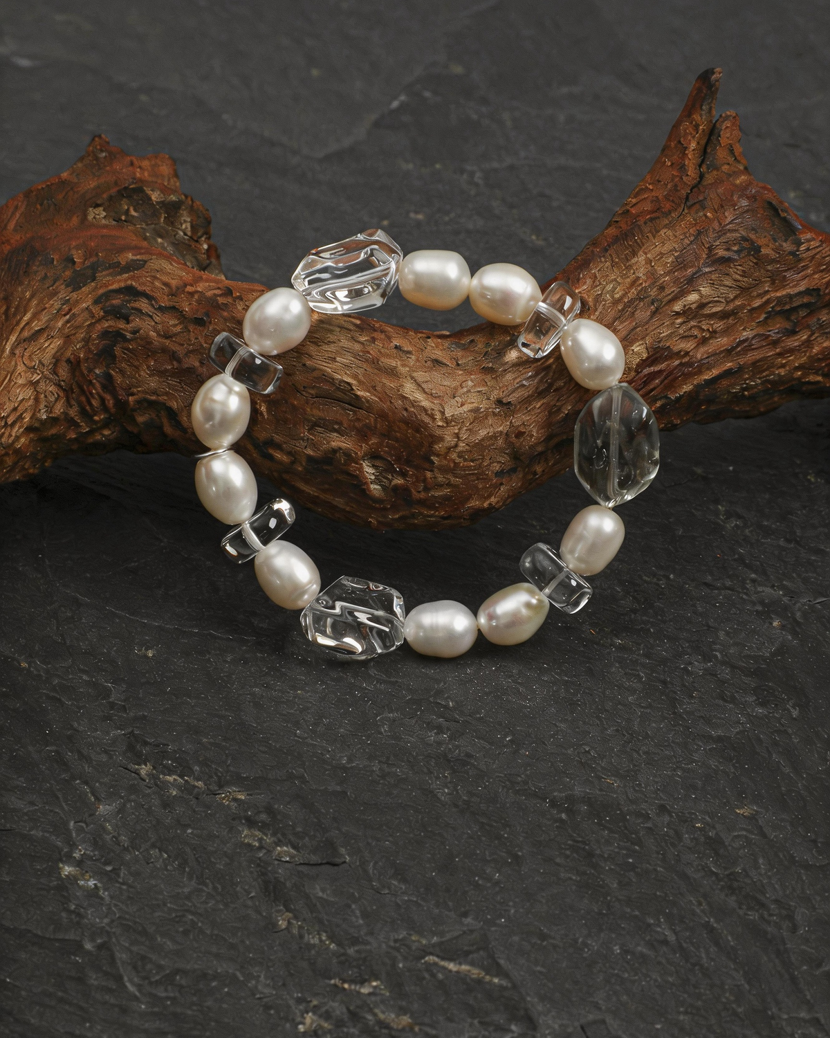 Verdant Mist — Green & White Bead Bracelet