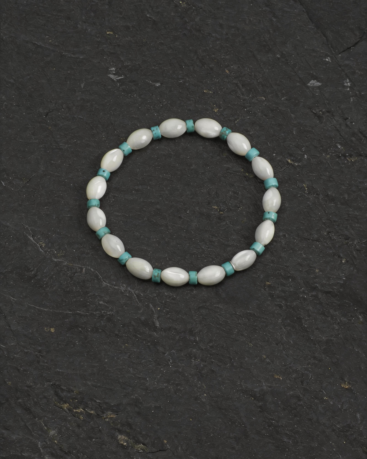 White Gleam — White Shell & Green Stone Bracelet