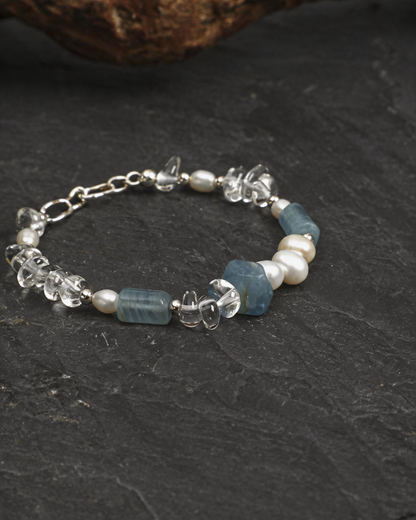Icy Isle — Blue Stone & Clear Bead Bracelet