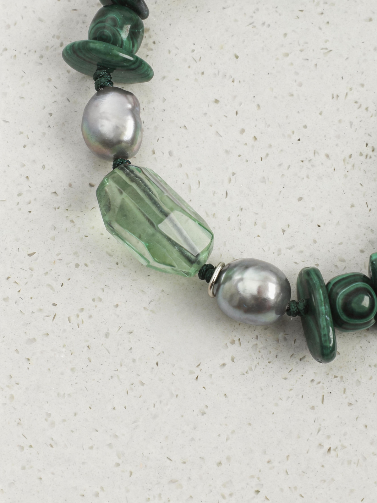 Green Shadow — Grey Pearl Bracelet