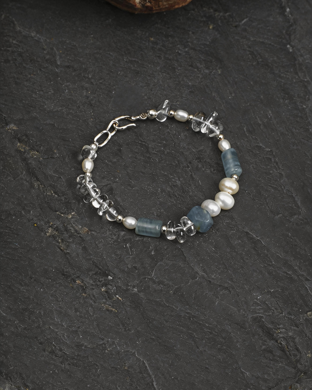 Icy Isle — Blue Stone & Clear Bead Bracelet
