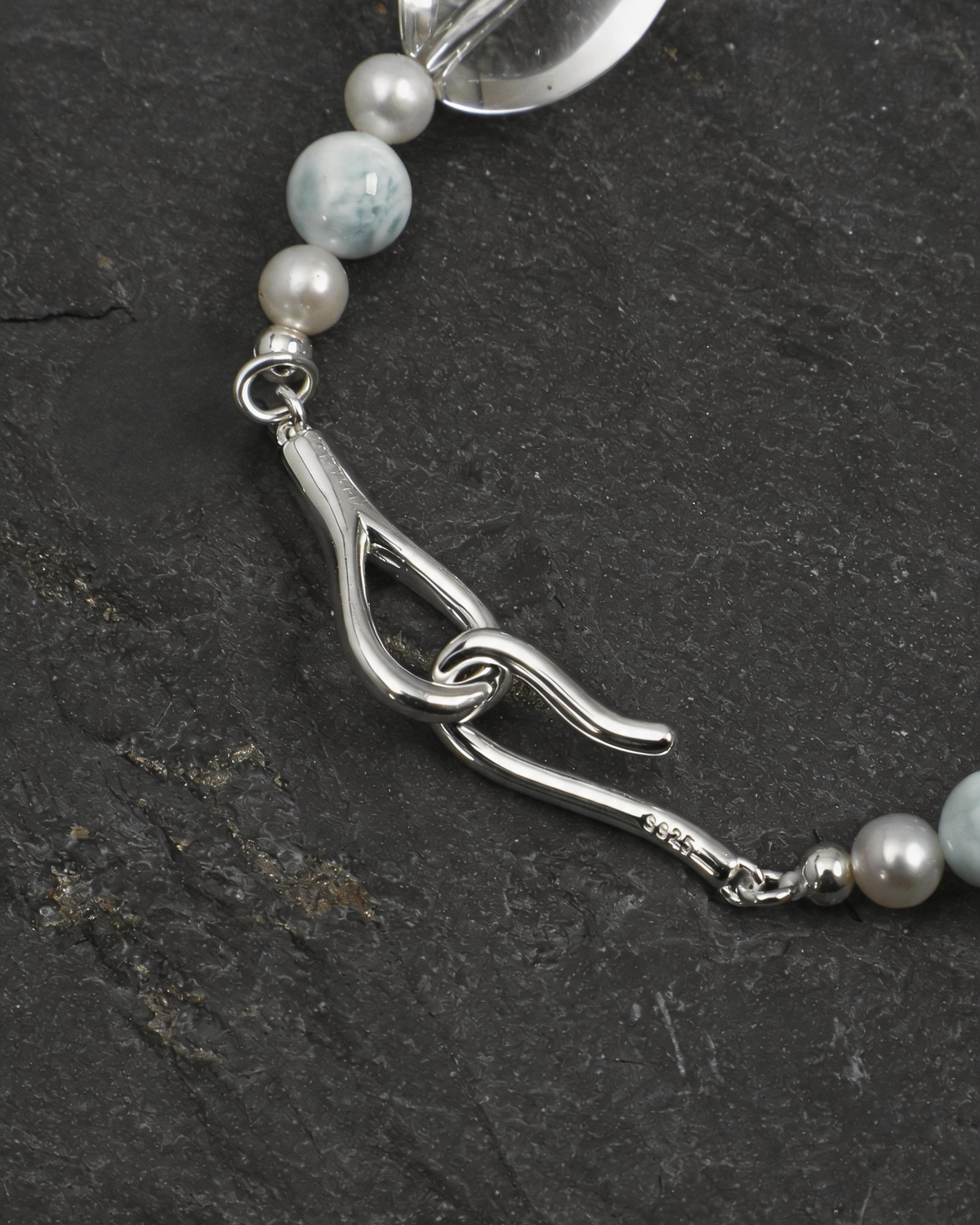 Clear Current — Blue Stone & Clear Bead Bracelet
