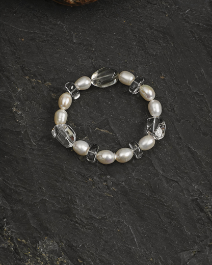 Verdant Mist — Green & White Bead Bracelet