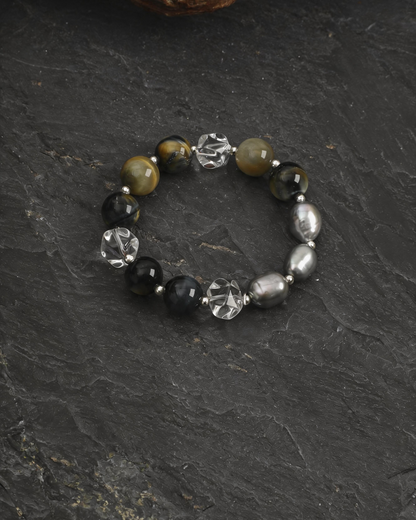 Ink Tide — Brown Stone Mosaic Bracelet