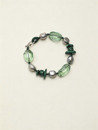 Green Shadow — Grey Pearl Bracelet