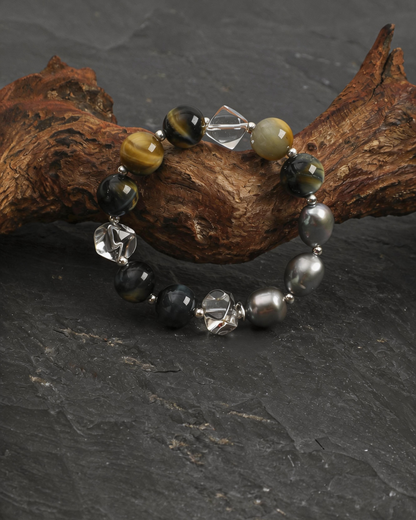 Ink Tide — Brown Stone Mosaic Bracelet