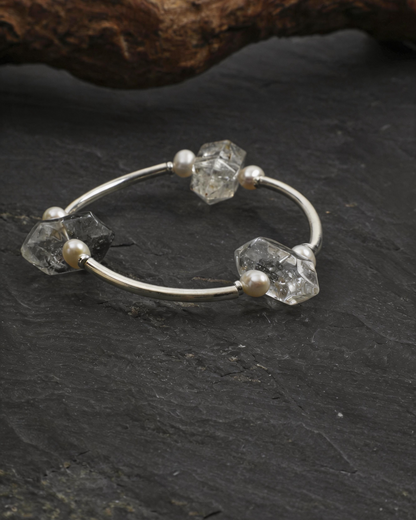 Silver Ice — Pointed Bead & Metal Bracelet